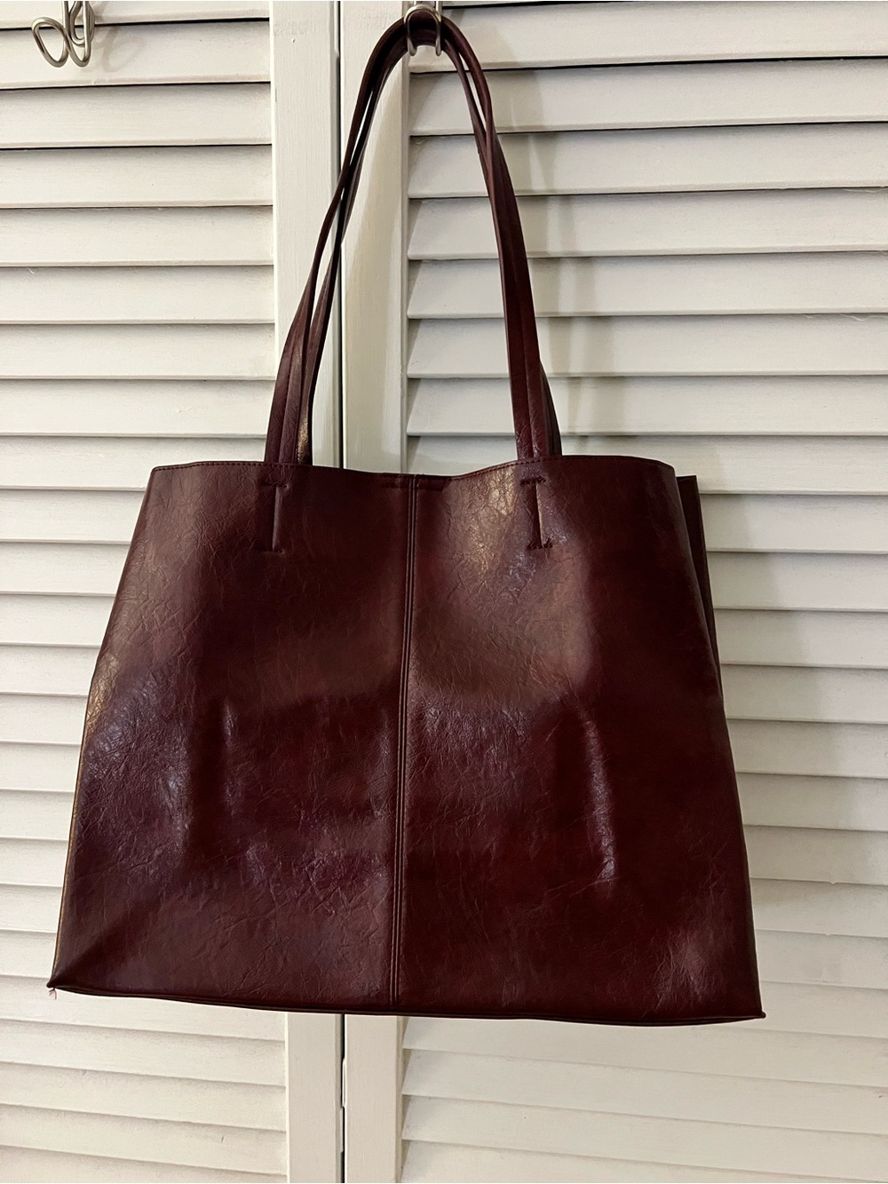 8 Other Reasons Burgundy Faux Leather Large Shopper Tote